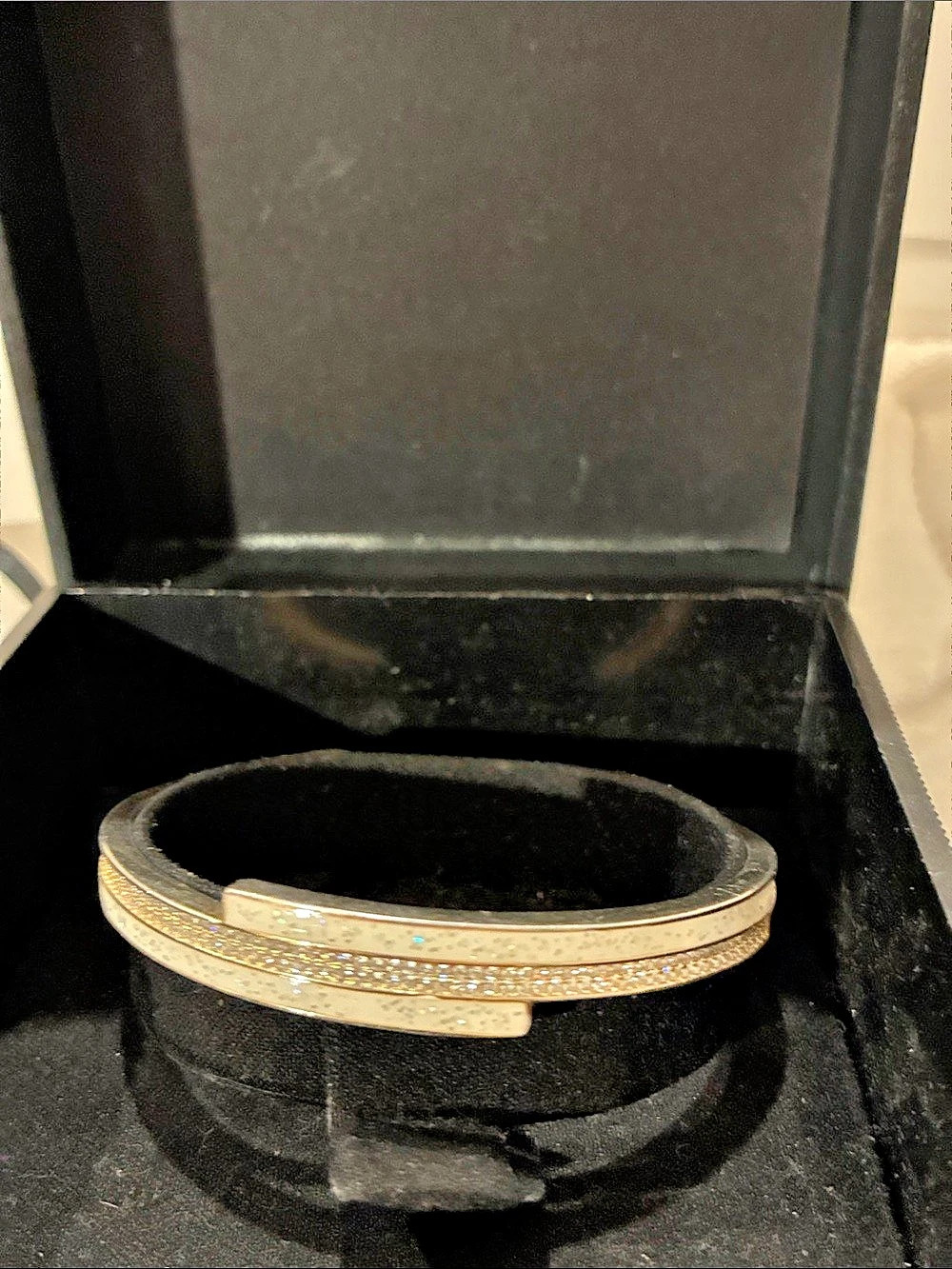 Gold & White Hinged Bracelet